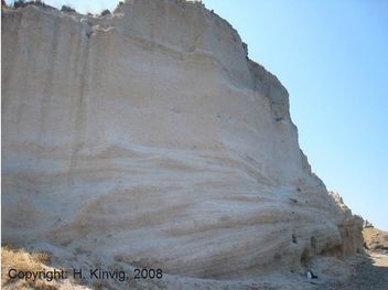 Ignimbrites on Nisyros - deposited by pyroclastic flows.